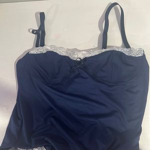 navy blue white lace tank top